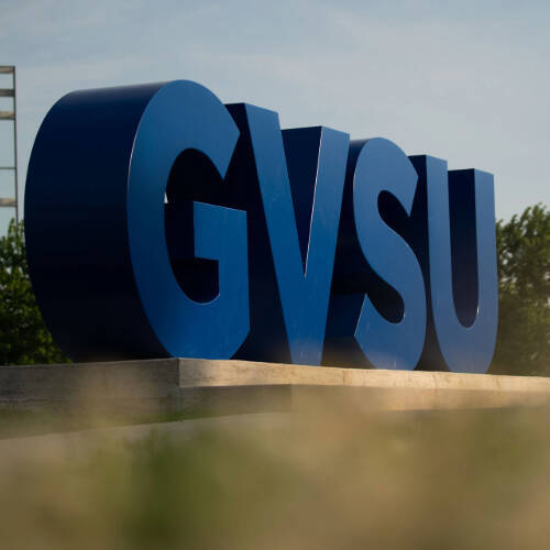 Large letters that spell out GVSU